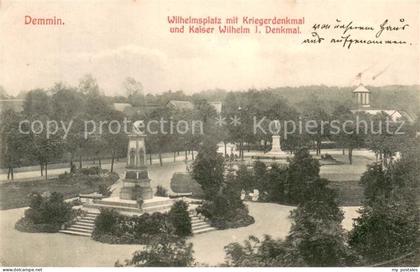Demmin Mecklenburg Vorpommern Wilhelmsplatz mit Kriegerdenkmal und Kaiser Wilhel