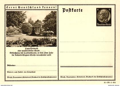 Detmold, Lippe-Detmold, 6 Pf Deutsches Reich, Ganzsache