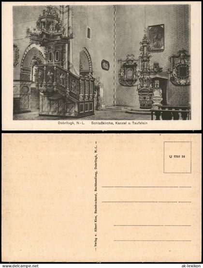 Doberlug-Kirchhain Dobrilugk Schloßkirche, Kanzel u. Taufstein 1910