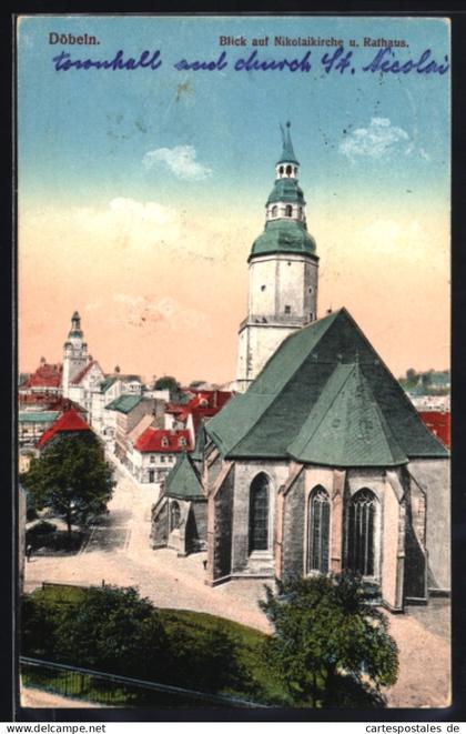AK Döbeln, Nikolaikirche, Rathaus