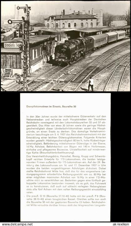 Ansichtskarte Döbeln Dampflokomotive Baureihe 50 im Hauptbahnhof Döbeln 1975