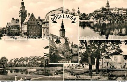 Doebeln Rathaus Nikolaikirche Schlossberg Schule Buergergarten Stadtbad