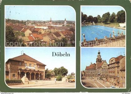 Doebeln Stadtbad Blick zum Rathaus