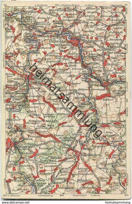 Wona-Landkarten-Ansichtskarte 821 - Döbeln - Verlag Wona Königswartha