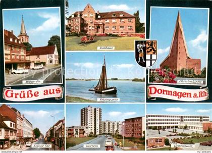 Dormagen Koelner Strasse Rathaus Rhein Fischkutter Kirche Koelner Strasse Horrem