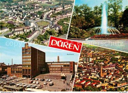 Dueren Rheinland Fliegeraufnahme Fontaene Rathaus