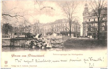 CPA-Carte Postale Germany  Duesseldorf Gruss aus Duesseldorf  Tritonengruppe im Stadtgraben  1900  VM55003