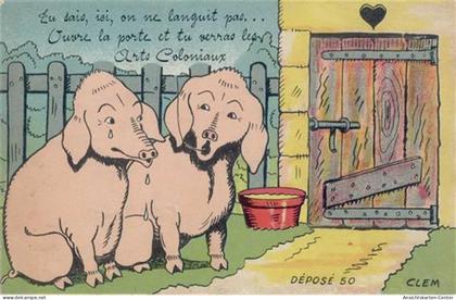 55110818 - Kolonien Frankreich Humor Schwein Leporello I-II