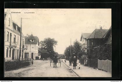 AK Hamburg-Eidelstedt, Öuruperstrasse mit Pferdekutsche und Anwohnern