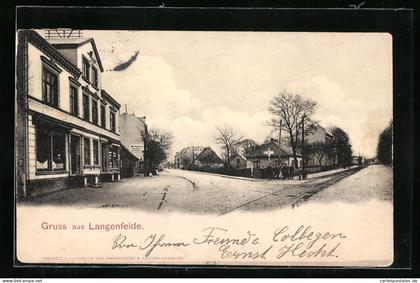 AK Langenfelde, Strassenpartie mit Geschäft