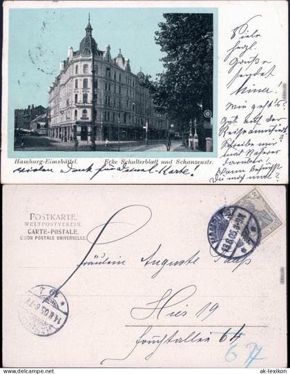 Ansichtskarte Eimsbüttel Hamburg Ecke Schulterblatt und Schanzenstraße 1905