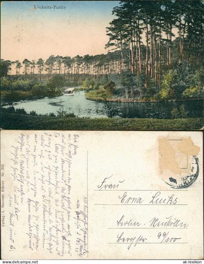 Ansichtskarte Erkner Löcknitz-Partie Boot 1918