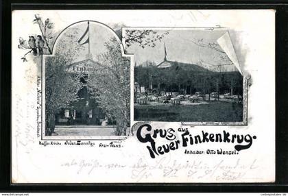 Lithographie Falkensee, Gasthaus Neuer Finkenkrug