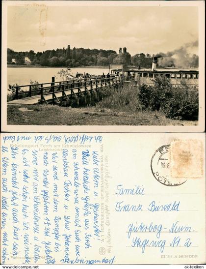 Ansichtskarte Ferch-Schwielowsee Landebrücke Dampfer 1956