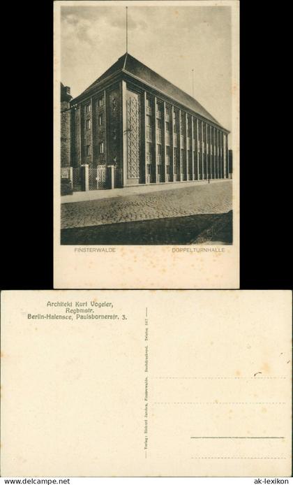 Ansichtskarte Finsterwalde Grabin Straße - Doppelturnhalle 1928