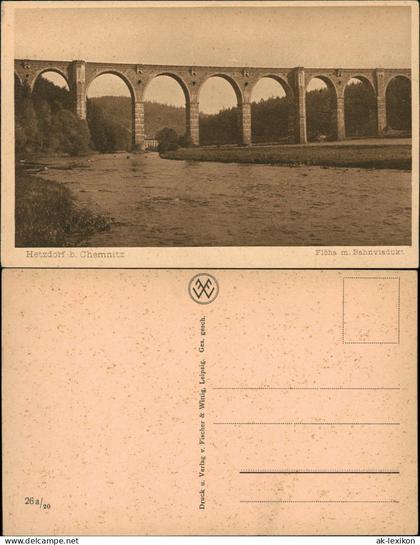 Ansichtskarte Hetzdorf-Flöha (Sachsen) Flöha m. Bahnviadukt 1926