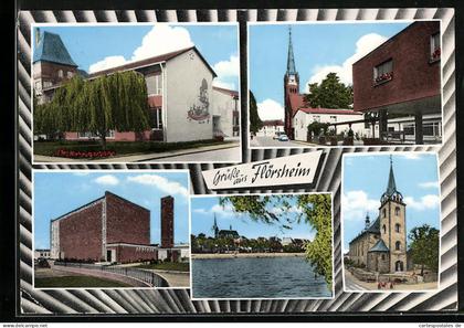 AK Flörsheim am Main, Ortsansicht und vier Ortspartien