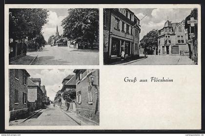 AK Flörsheim / Main, Damen- u. Herrenfriseur Heinrich Schalk, Strassenpartie