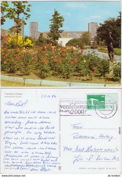 Foto Ansichtskarte  Frankfurt (Oder) Botanischer Garten 1983