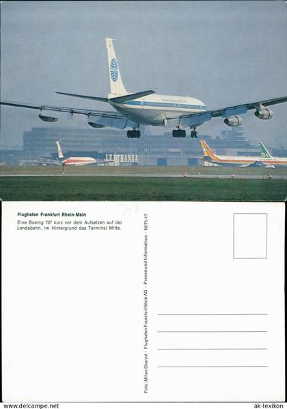Flughafen-Frankfurt am Main Flughafen Pan AM Boeing 707  auf der Landebahn 1980
