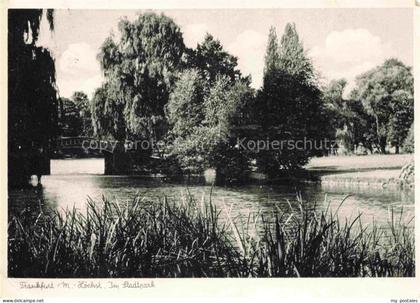Hoechst Hoechst Frankfurt Main Stadtpark Teich Bruecke Baeume Trauerweide Graese