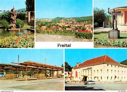 Freital Storchenbrunnen Teilansicht Stahlwerkerdenkmal Busbahnhof Klubhaus