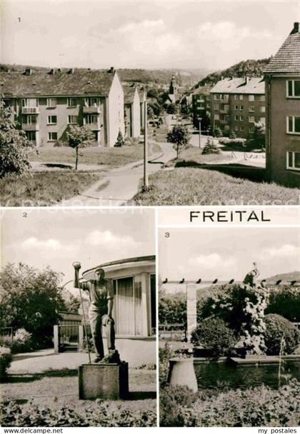 Freital Teilansicht Denkmal der Stahlwerker Statue Storchenbrunnen