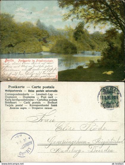 Ansichtskarte Friedrichshain-Berlin Parkpartie 1906