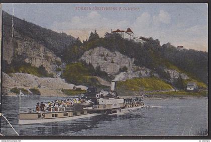 Ausflugsdampfer auf Weser vor Schloss Fürstenberg a. d. Weser Ansichtskarte