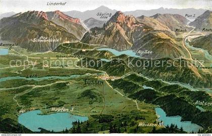 Fuessen Allgaeu Panoramakarte