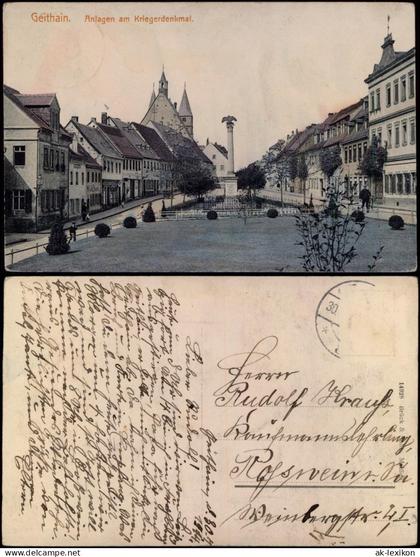Ansichtskarte Geithain Anlagen am Kriegerdenkmal 1914