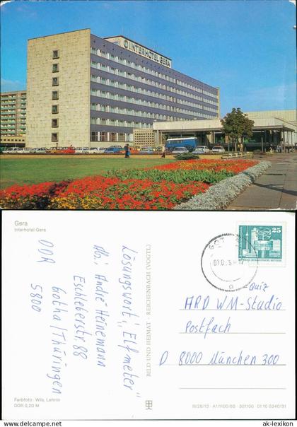Ansichtskarte Gera Interhotel Gera 1985