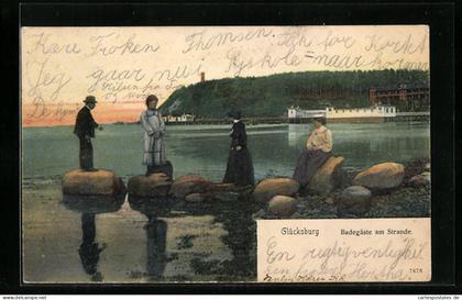 AK Ostseebad Glücksburg, Badegäste am Strande