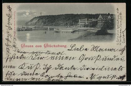 Mondschein-AK Glücksburg, Küstenpartie