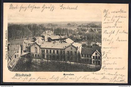 AK Glückstadt, Gymnasium aus der Vogelschau