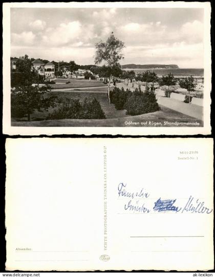 Ansichtskarte Göhren (Rügen) Strandpromenade, Fotokarte 1952