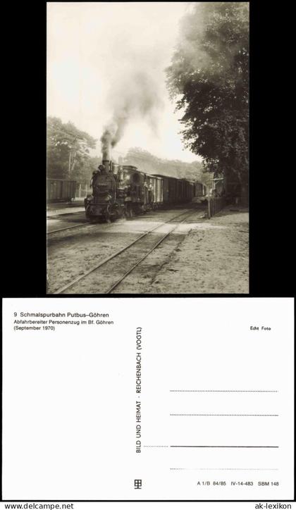 Göhren (Rügen) Schmalspurbahn Putbus- Abfahrbereiter Personenzug, Bahnhof 1985