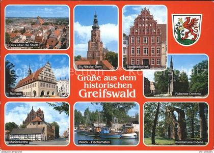 Greifswald Mecklenburg Vorpommern Rathaus Marienkirche St Nikolai Dom Stadtbibli