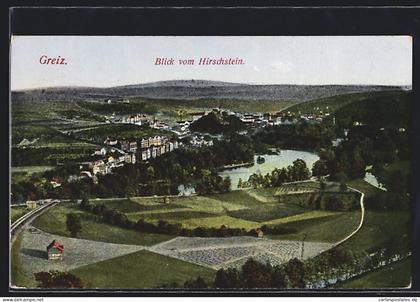 AK Greiz, Blick vom Hirschstein auf den Ort