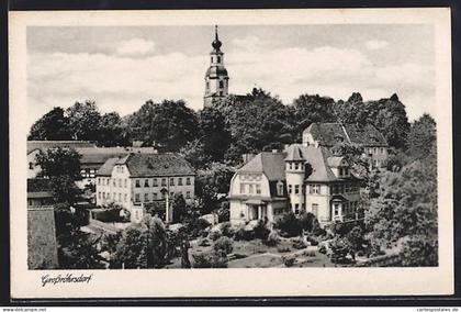 AK Grossröhrsdorf, Ortsansicht mit Kirche und Villa