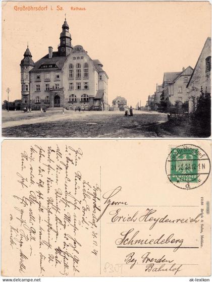 Großröhrsdorf Straßenpartie am Rathaus b Pulsnitz Radeberg 1926