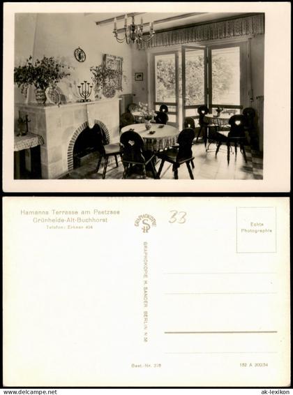 Altbuchhorst-Grünheide (Mark) Hamanns Terrasse Peetzsee Innenansicht 1954