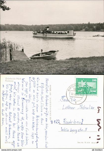 Ansichtskarte Grünheide (Mark) Fahrgastschiff auf dem Peetzsee 1972