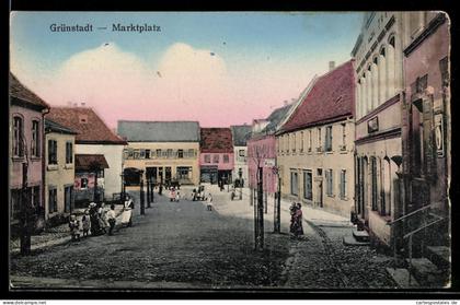 AK Grünstadt, Marktplatz mit Geschäften