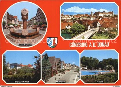 Guenzburg Bayern Guntia Brunnen Schlossblick Marktplatz Freibad