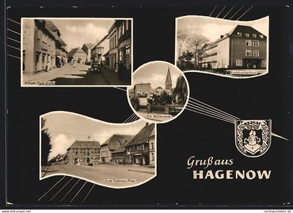 AK Hagenow, Wilhelm-Pieck-Strasse, Ernst-Thälmann-Platz, Kreiskrankenhaus