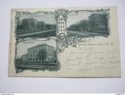 HAGENOW , 3 Bahnhöfe  , seltene   Karte um 1903