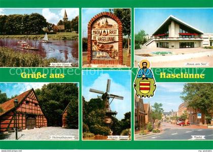 Haseluenne Partie an d. Hase Heimathaeuser-Backstein Markt Haus-am-See