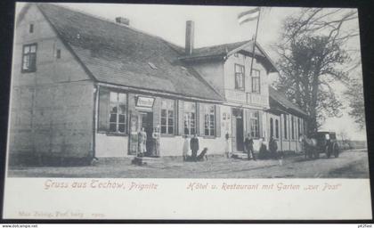 Techow b. Heiligengrabe , 1903 , Hotel und Restaurant "Zur Post" , Gashof , Hermann Abel , alte Ansichtskarte , AK , CPA