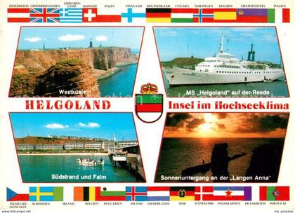 Helgoland Westkueste MS Helgoland Reede Falm Sonnenuntergang Lange Anna